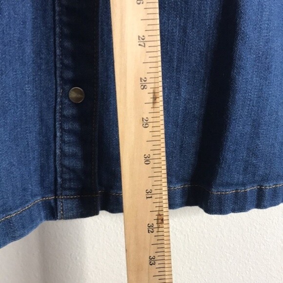 Kendall Kylie Denim Western Mini Dress Pearl Snap size medium - Picture 7 of 11